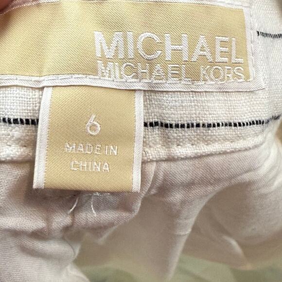 Michael Kors 100% Linen Pants Womens 6 White Black Striped Wide Leg Coastal Core - Picture 10 of 11